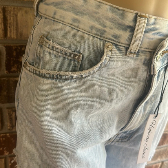 Highway Jeans Factory Distressed Ripped Light Blue Wide Leg Denim Size 3 NWT - Picture 11 of 16
